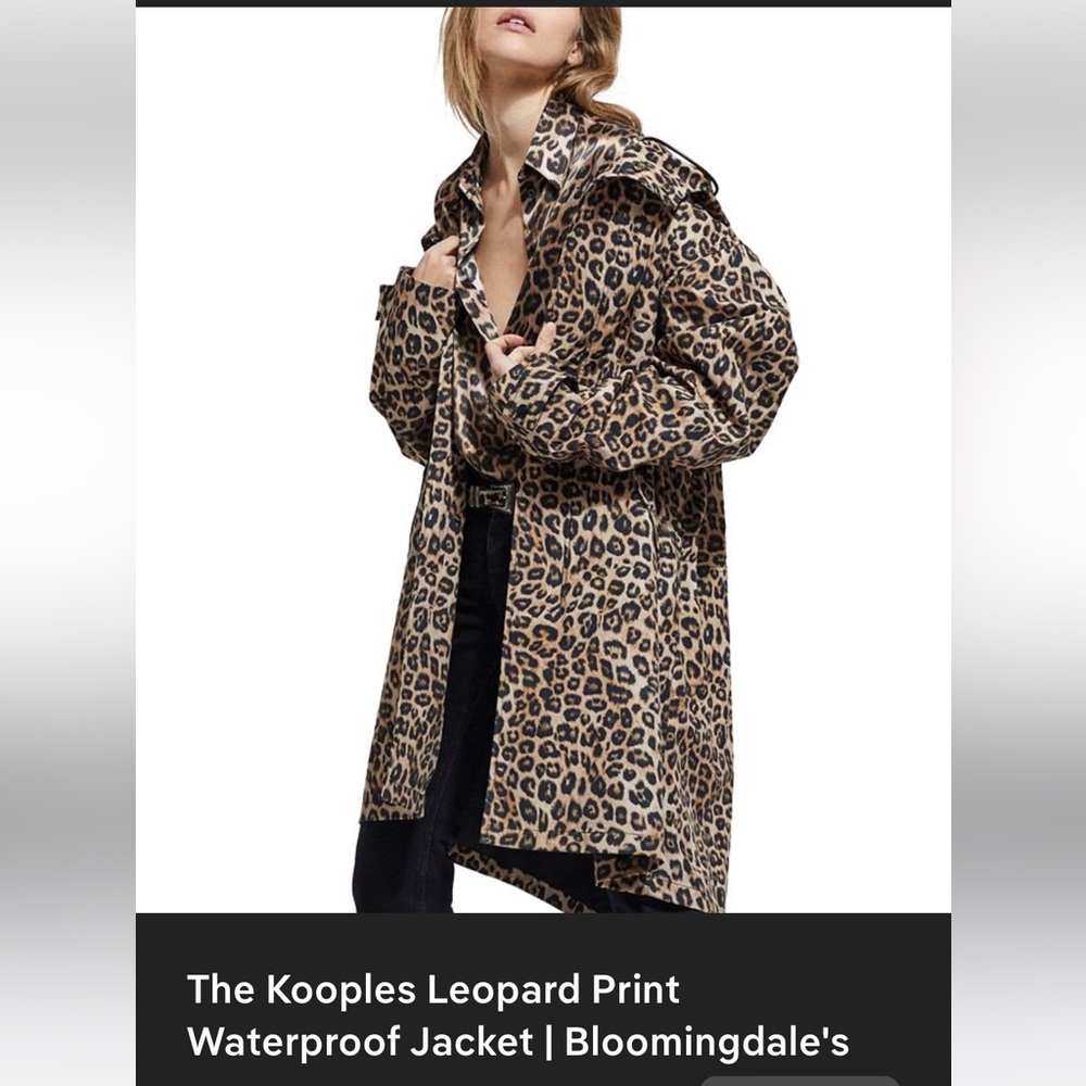 KOOPLES Women’s XS Leopard Waterproof Hooded Jacket Oversized Raincoat - Picture 2 of 16